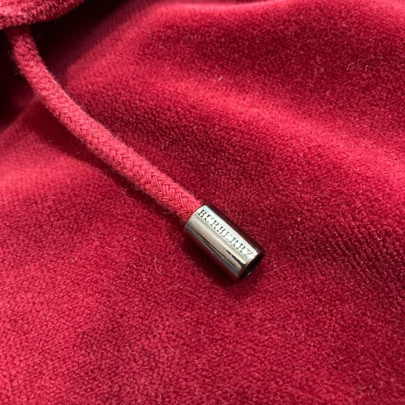 BURBERRY LONDON Velvet Hooded Full Zip Track Jacket Burgundy Sz L Womens - Picture 10 of 13